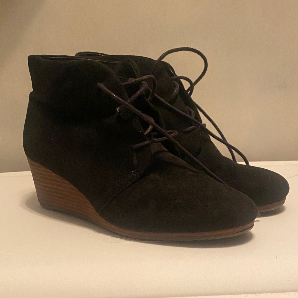 Black Suede Wedge Ankle Boots